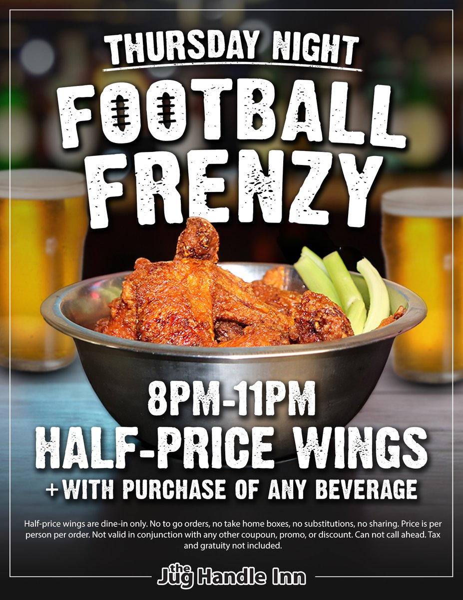 JugHandleInn's tweet photo. Half Price Winnnngggssss TONIGHT!!! https://t.co/qBTlxBHydu