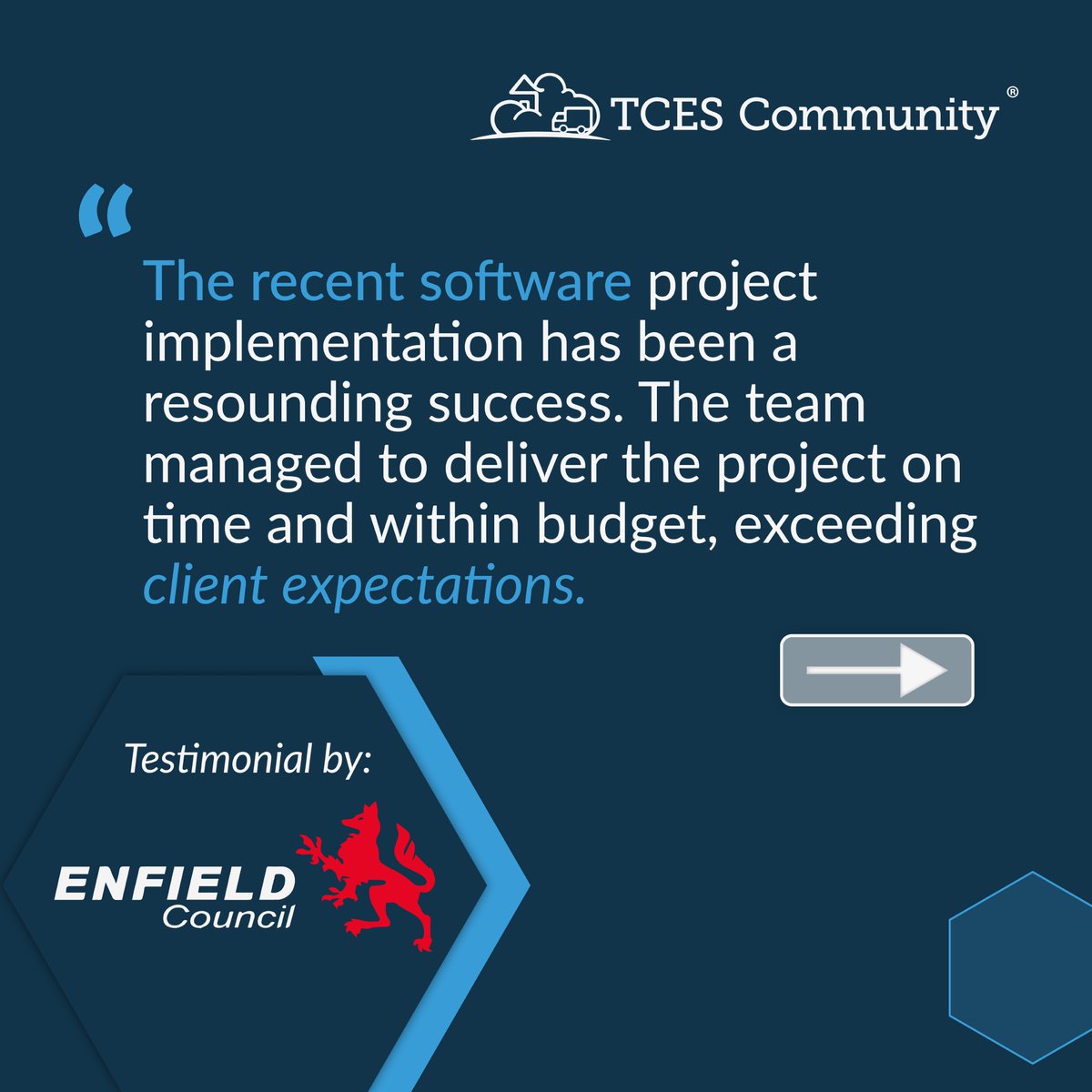TCES_Community's tweet image. A recent testimonial from @EnfieldCouncil regarding the success of their TCES Community implementation.