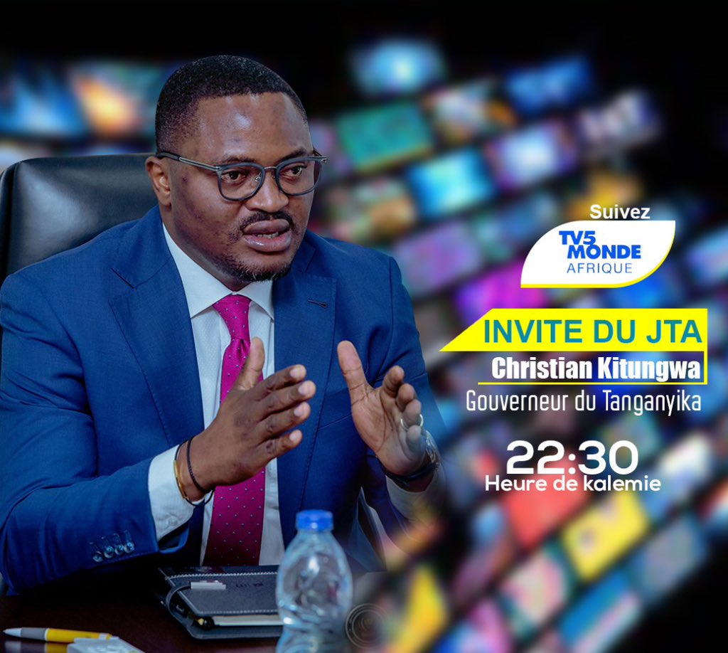 congo_mur's tweet photo. #RDC en mission de service en France, le gouverneur de la province du Tanganyika hon CHRISTIAN KITUNGWA sera l’invité du JTATV5MONDE à partir de 22h30.
 
Merci de suivre✅🇨🇩 https://t.co/3wTgYiwMDA