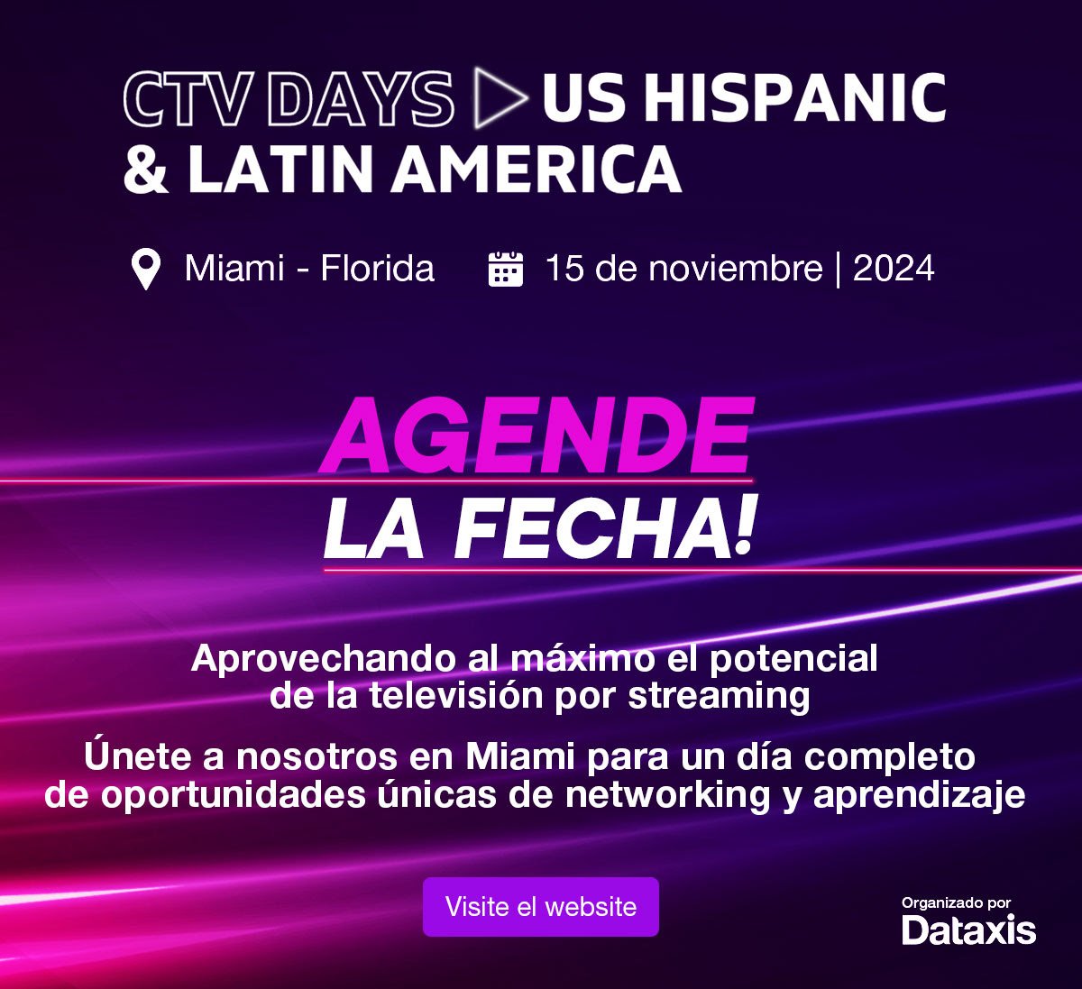 #CTVDays US Hispanic &amp; Latin America examinará las últimas tendencias en torno a la generación, distribución y monetización del contenido televisivo para la próxima generación de consumidores.

🗓️15 de noviembre, 2024
📍Novotel Miami Brickell

Regístrate: lnkd.in/eDf2EH5E