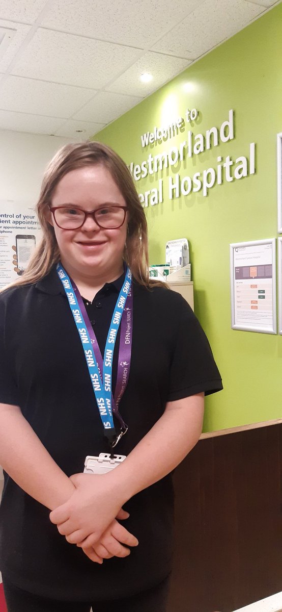 ⭐Good News Wednesday⭐
Olivia is thrilled to share that she is going to be working with the NHS Volunteers on Meet &amp; Greet, in the Cafe &amp; taking the trolley out. Alongside this she is going to work at Lakeland Maze Farm Park to continue to develop her skills #supportedinternship