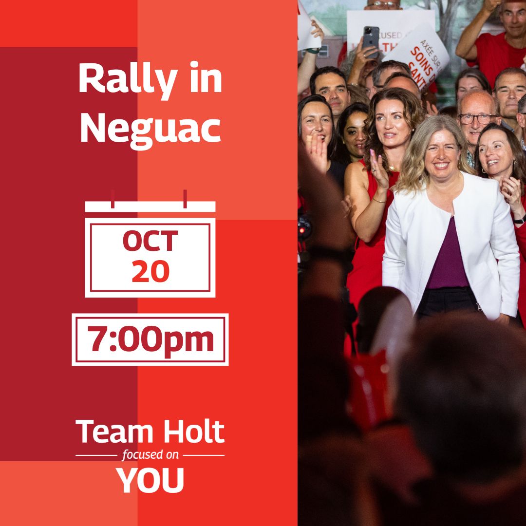 NBLA_ALNB's tweet photo. Join us for a #TeamHolt rally at the Royal Canadian Legion in Neguac. Many of your candidates from Miramichi and the Acadian Peninsula area will be in attendance, as well as leader @susanholt. Come cheer them on! 📢 https://t.co/D8hWNqmWYu