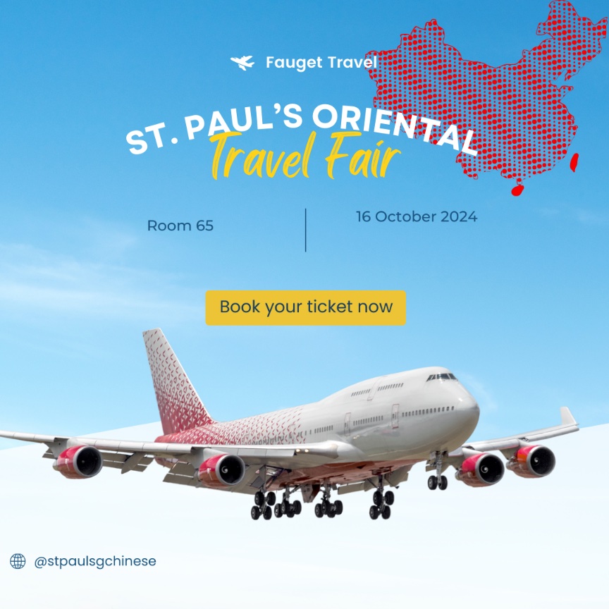 StpaulsgChinese's tweet photo. With Mid-Term break looming, one often asks,  ‘Are you going away for it?’. The first @stpaulsg  Travel Fair of the school year took place this morning. 2nd years pitched trips to China with their tourist brochures. From Beijing to Chengdu, they’ve a dream holiday for you! 🇨🇳 ✈️ https://t.co/N56Q6PRdwa