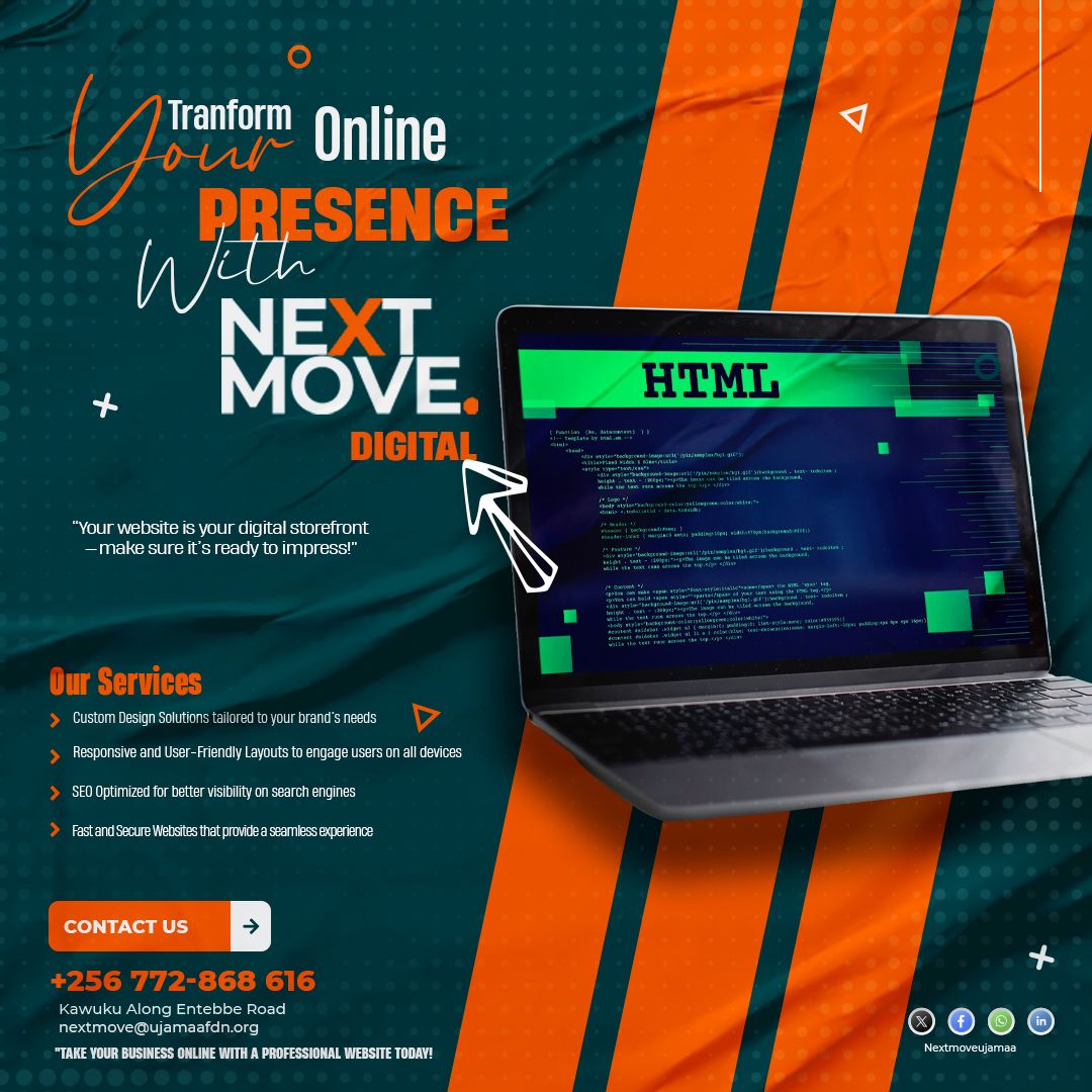 Boost your online presence with Next Move Digital! 🌐 From custom web design to SEO optimization and user-friendly layouts, we provide the tools your business needs to shine online. Contact us today and make a lasting digital impression🚀 
#NextMove
#WebDesign 
#DigitalMarketing