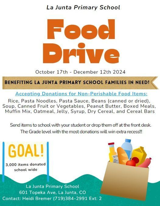 LJPS Food Drive starts tomorrow, October 17th!