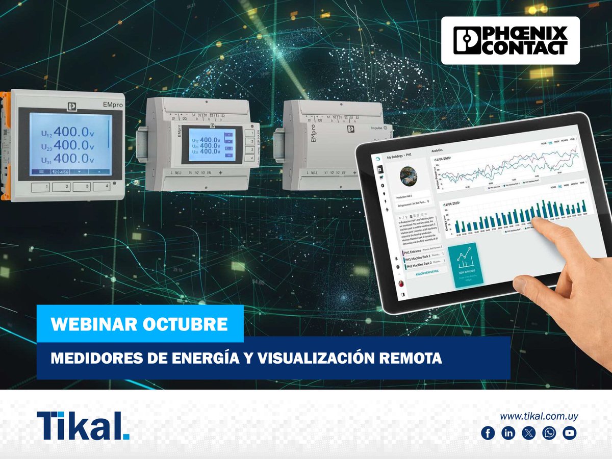 tikaluy's tweet photo. ¡No se pierda el último #webinar del año de #PhoenixContact! 🙌🏼
📊 Medidores de energía y visualización remota
📆 Jueves 31/10
🕥 11.30 hs
🔗 Más info y registro: https://t.co/5mTKd52dY3
🏷️ #AllElectricSociety #eficienciaenergetica #energia #empro https://t.co/5bDd4deEIc