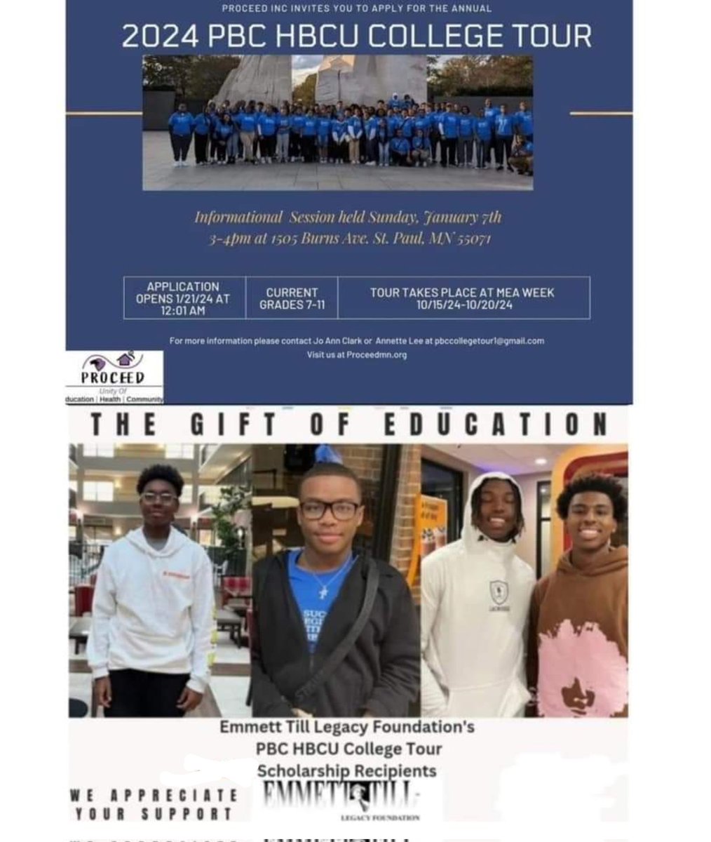 EmmettTill's tweet photo. Our cofounder, @DeborahWattz along with community leaders, parents, legislators and @spps_news helped send off students and our #EmmettTill educational Dream #scholarship recipients, on the PBC #HBCU #CollegeTour.
Thanks for helping us support our future! https://t.co/rUQZfvi4xD https://t.co/xd6D4S5ltg