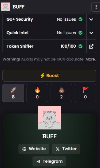 BUFF_BNB's tweet photo. 🎉 $BUFF token score on Dexscreener is safe! You can boost the trending score by opening the the token page and giving an upvote: 🔥🚀

https://t.co/YpykzUBUAK https://t.co/VVm53HAKY8