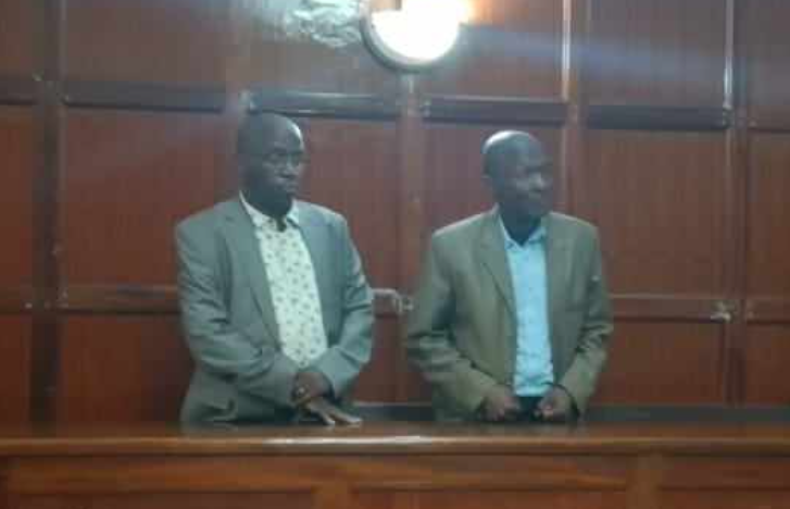 C_NyaKundiH's tweet photo. Two city traders Jacob Mwangi Mungai and Patrick Magu Kamau charged with conspiracy to defraud a businessman of land worth Ksh 230 million and forgery.

Magistrate grants them a bond of Ksh 1 million or an alternative bail of Ksh 600,000. https://t.co/QxpkM6TPBj