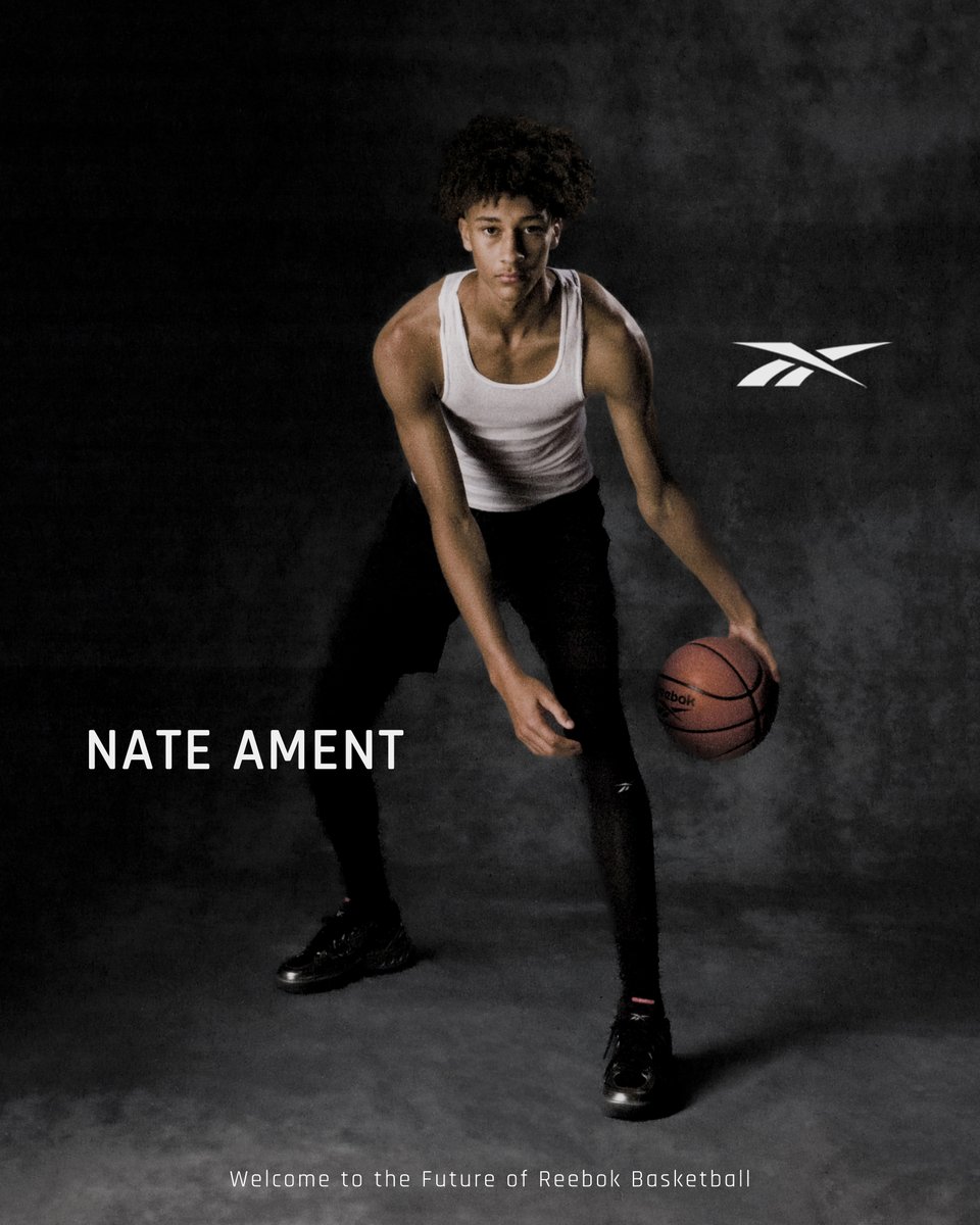 We welcome Nate Ament to the Reebok Basketball family. Nate Ament is a top-ranked prospect in the US &amp; a consensus 5-star recruit. Standing at 6’9”, the versatile wing is projected to be a high lotto pick in '26 &amp; aims to carry on the longstanding legacy of basketball in the DMV.