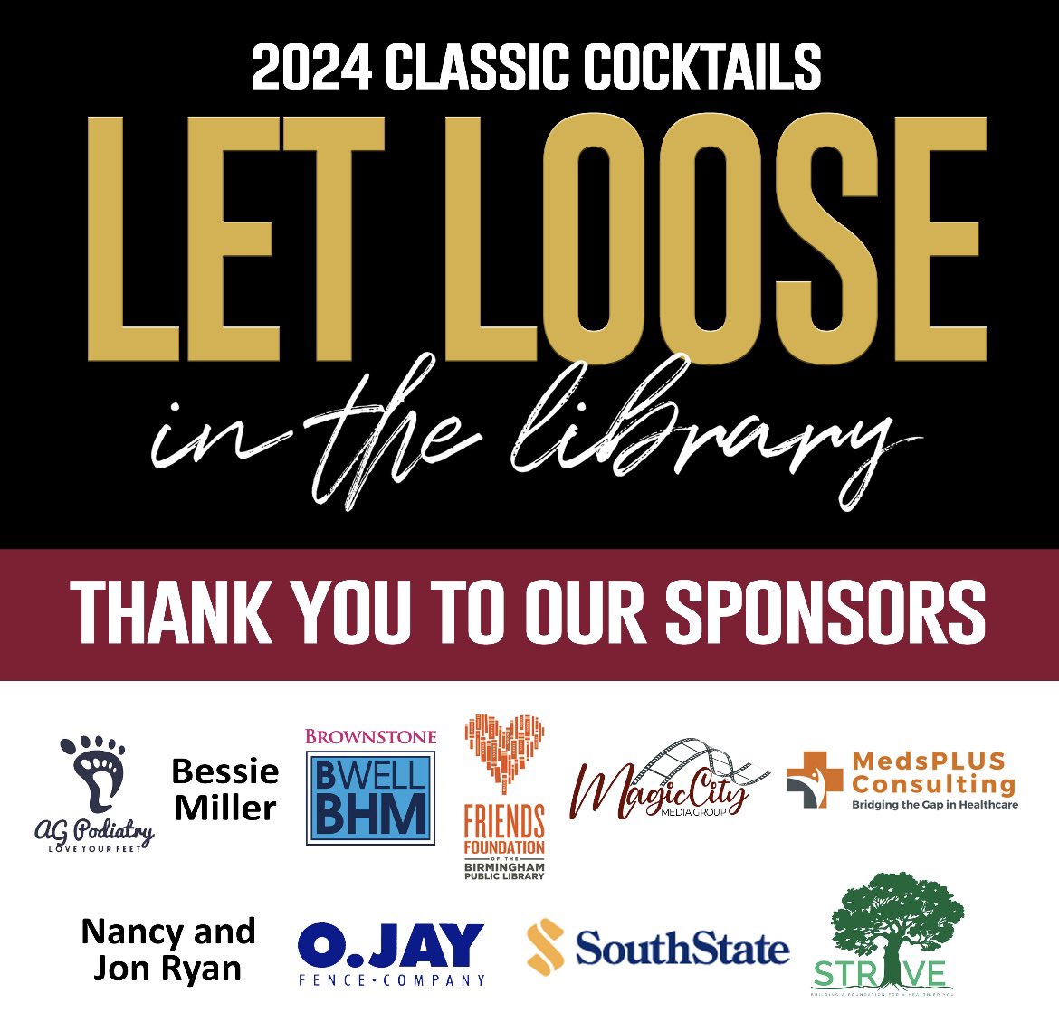 Let Loose at the Library: Classic cocktails our Magic City Classic kickoff party fundraiser is 6 days away. Click on link at our website cobpl.org &amp; support the Birmingham Public Library