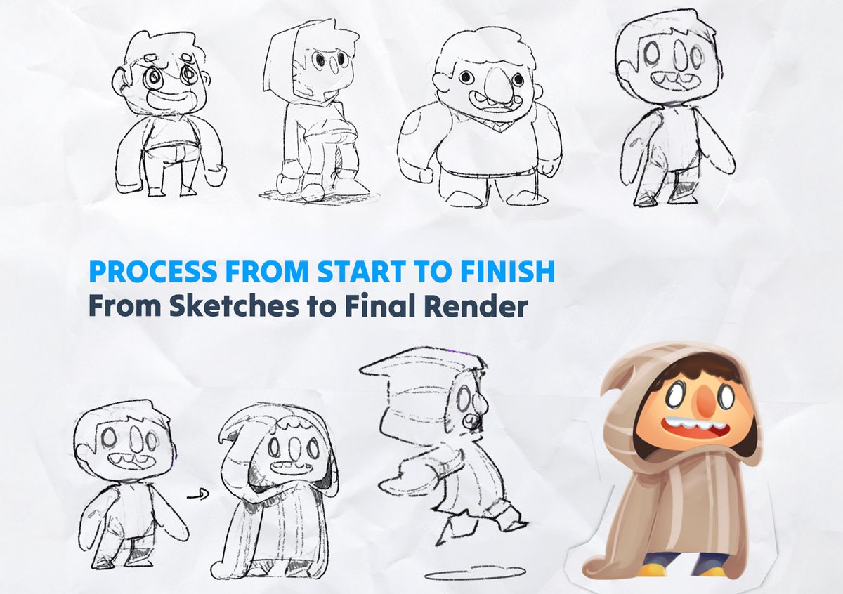It’s time to share some concept art from Tiny Devils! Here's a brief look at how we create our characters, from initial sketches to the final render.
#indiegame #characterdesign
