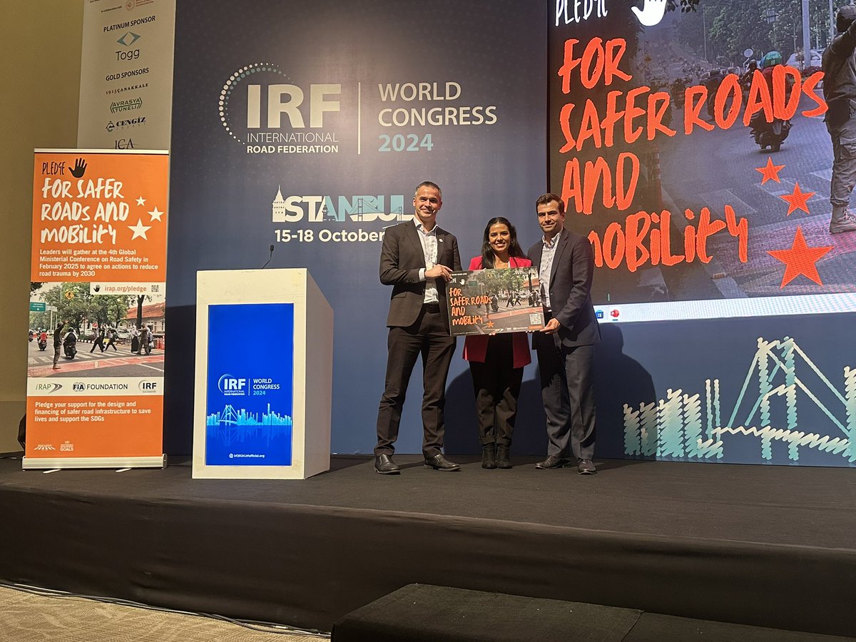 Have you signed the #SaferRoadsPledge for safer roads and #mobility? ➡️ pledge.irap.org James Bradford joined here with <a href="/DmitrySambuk/">Dmitry Sambuk</a> <a href="/EASSTransport/">EASST</a> and <a href="/RaquiBarrios/">Raquel Barrios</a> <a href="/YOURS_YforRS/">YOURS - Youth for Road Safety</a>  #IRF2024 <a href="/irfgtkp/">International Road Federation (IRF) - Old Account</a> <a href="/FIAFdn/">FIA Foundation</a> #RoadSafety