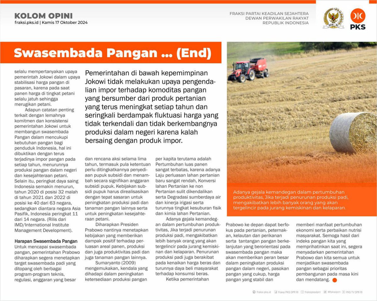 Rosihanjohan's tweet image. Kita dorong Pak @prabowo untuk wujudkan Swasembada Pangan..!!!