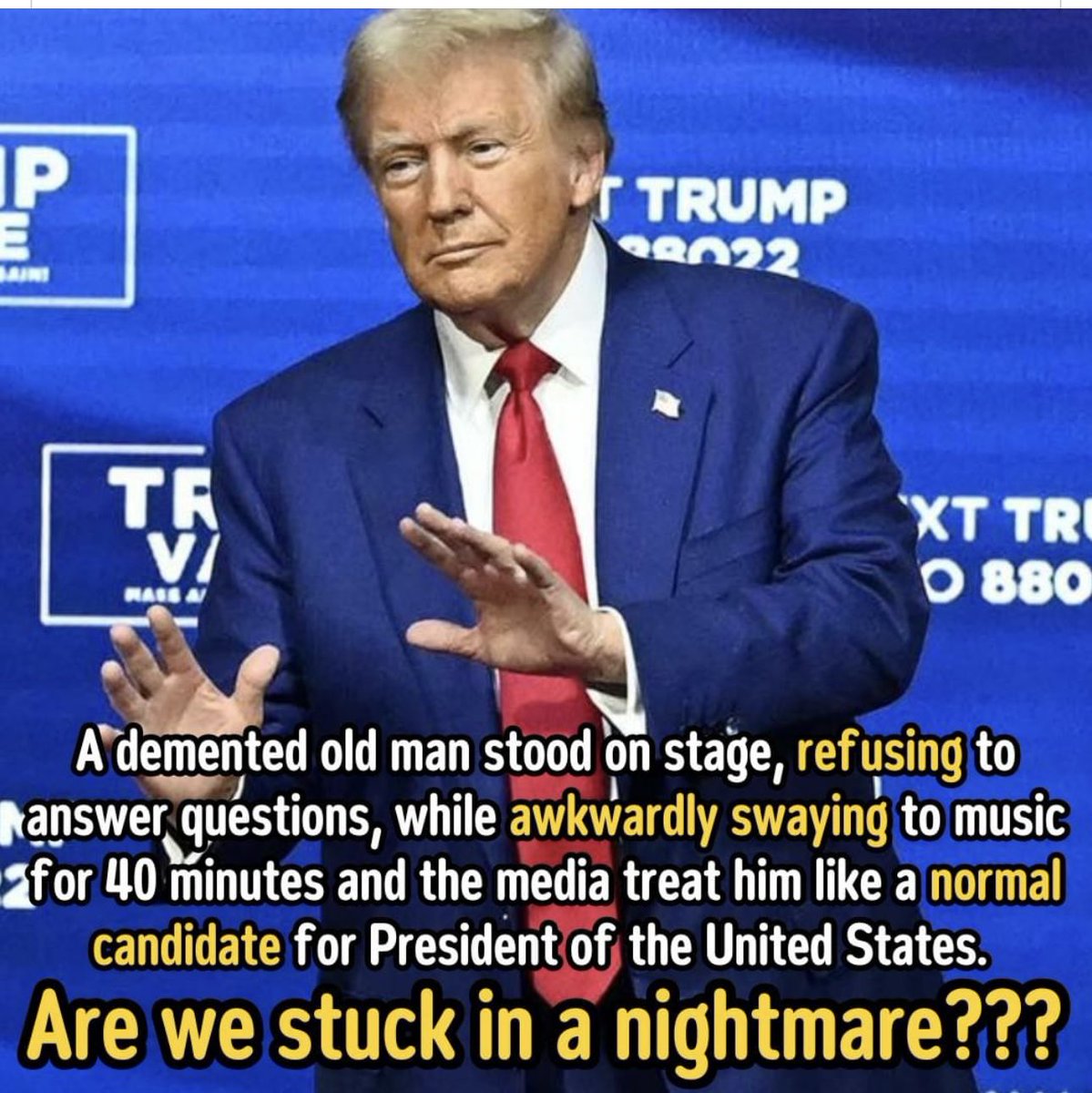 cucalda's tweet photo. @ABC7NY @NBCNews @CBSNews @CNN  WHAT IS WRONG WITH YOU GUYS? Why you are complicit with his senile POS? https://t.co/YsNeEuXlxo