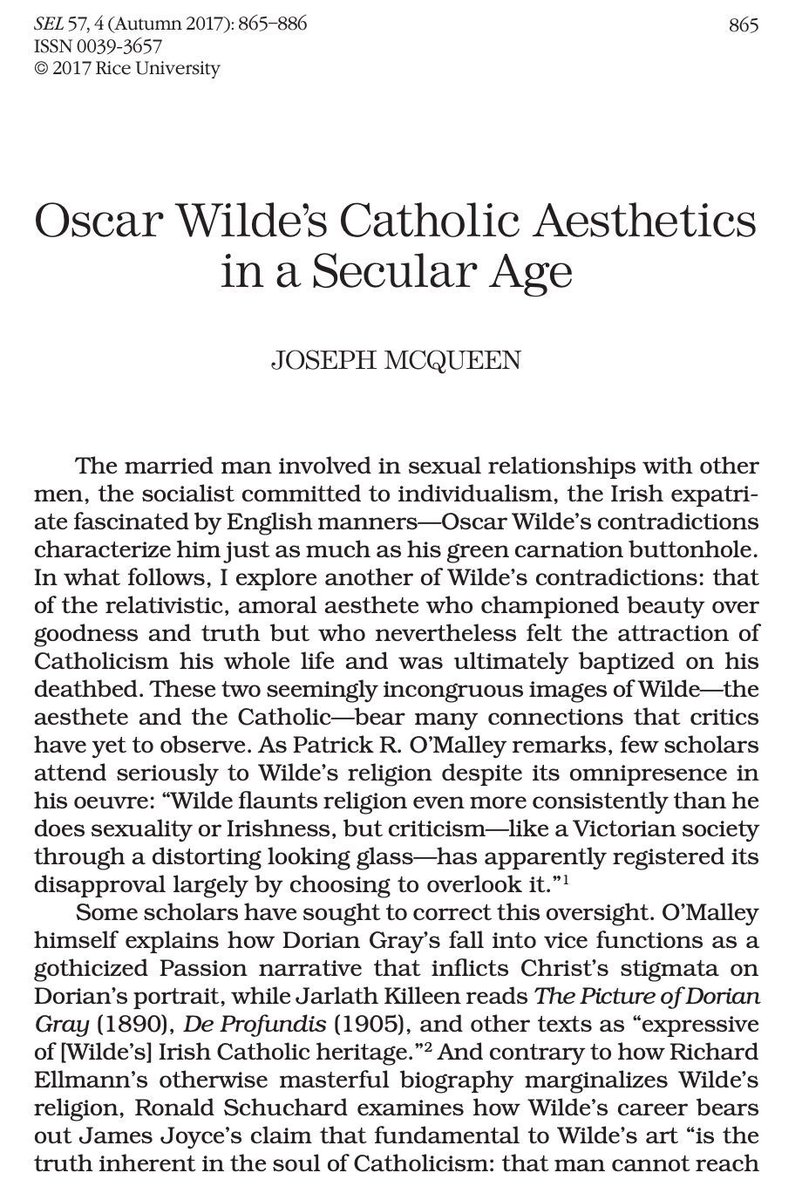 Happy Birthday, Oscar Wilde! Born #OTD 1854, Wilde's early connections to folklore and the church shape his social and political writings: see Jones on Wilde's Fairy Tales (51,4) or McQueen on his Catholic Aesthetics (SEL 57,4) Portrait courtesy British Library 10803.h.9 vol2