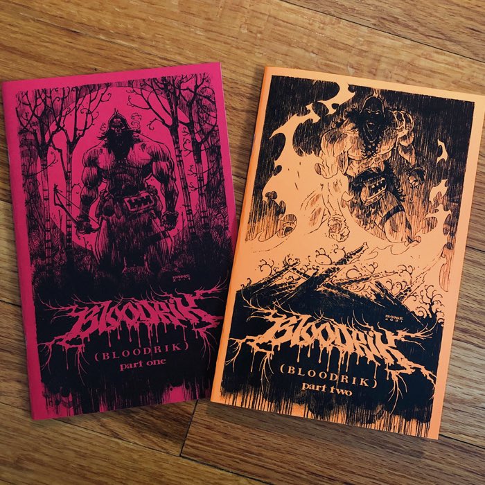 AndrewKrahnke's tweet photo. Just a heads up! There’s a few more copies of the BLOODRIK ashcans left in the Chum-mart. I have more stashed in the garage but when these sell out they probably won’t be available again for a while. Get ‘em while they last! #bloodrik https://t.co/VzHU4BlGQI