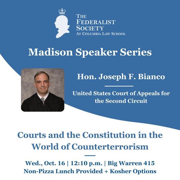 CLSFedSoc's tweet image. We’re excited to host one of our chapter favorites, Judge Bianco, a great legal mind and storyteller, for a fun lunch event. Hope to see a warm welcome for this CLS alum!