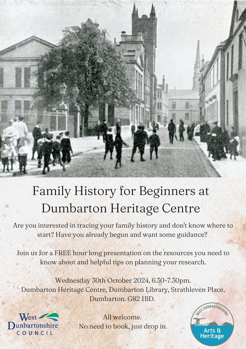 Are you interested in tracing your family history but are unsure where to start? Have you already started but run into difficulty? 

Our next Family History for Beginners presentation is on Wednesday 30th October from 6.30-7.30pm. It's free, no need to book and all are welcome.