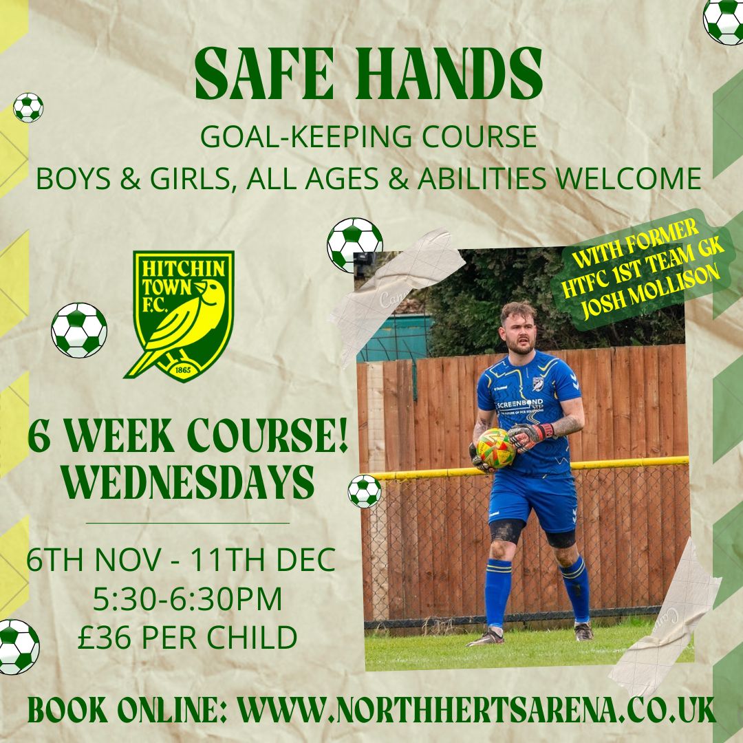 The_Arena_HTCFC's tweet photo. NEW COURSES!
⚽️ Junior Ability Counts: all-inclusive SEND course for 7-16 year old boys &amp; girls
🙌 Safe Hands: specialised goalkeeping course with former @HitchinTownFC keeper Josh Mollison. All ages &amp; abilities.

Book online!
#football #footballcoaching #skills #send #herts https://t.co/herXYSfHbT