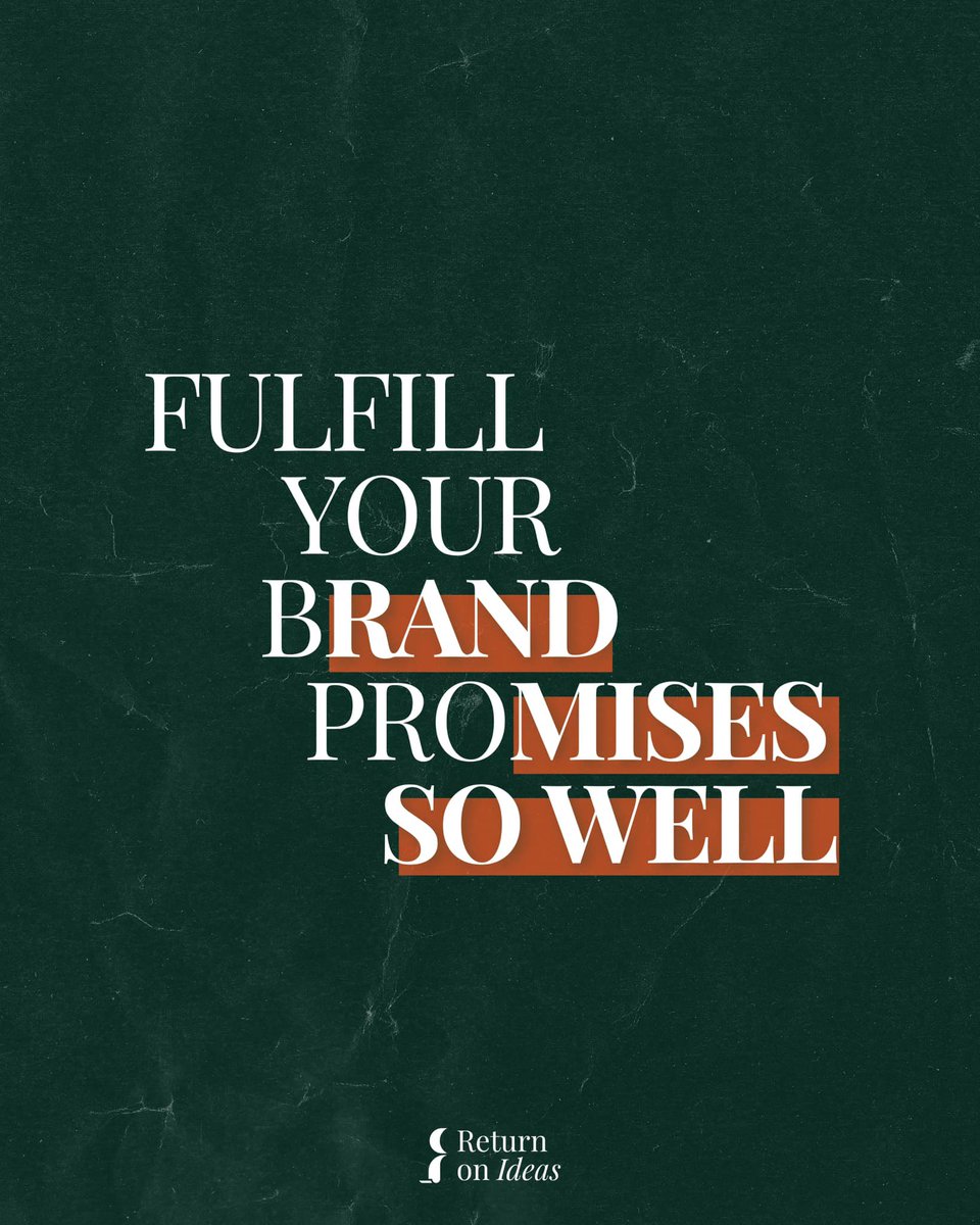 ReturnOnIdeas's tweet photo. A brand promise is more than a slogan. 

It’s your pledge to the people you most want to persuade. 

Keep it relevant. Keep it real. And fulfill your brand promises so well. https://t.co/JbfZe0wLup