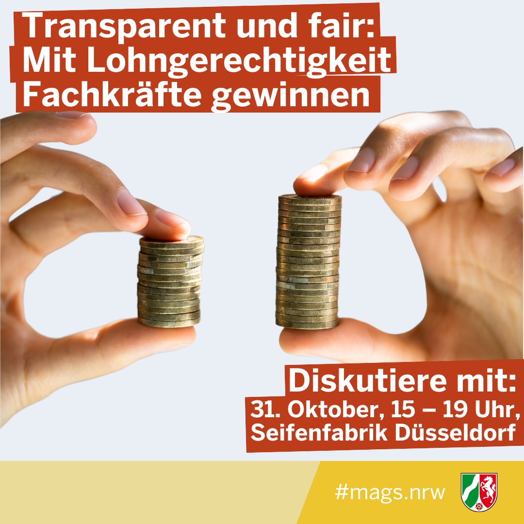 MAGS NRW (@mags_nrw) on Twitter photo Diskutiert mit uns über #Lohngerechtigkeit.
Wann? 31. Oktober 2024, 15.00 - 19.00 Uhr
Wo? Seifenfabrik Düsseldorf
Dabei sind u.a. Arbeitsminister #Laumann und Gleichstellungsministerin Paul von <a href="/ChancenNRW/">chancen.nrw</a>
Mehr Infos und Anmeldung: lohngerechtigkeit-nrw.mohr-live.de Diskutiert mit uns über #Lohngerechtigkeit.
Wann? 31. Oktober 2024, 15.00 - 19.00 Uhr
Wo? Seifenfabrik Düsseldorf
Dabei sind u.a. Arbeitsminister #Laumann und Gleichstellungsministerin Paul von <a href="/ChancenNRW/">chancen.nrw</a>
Mehr Infos und Anmeldung: lohngerechtigkeit-nrw.mohr-live.de