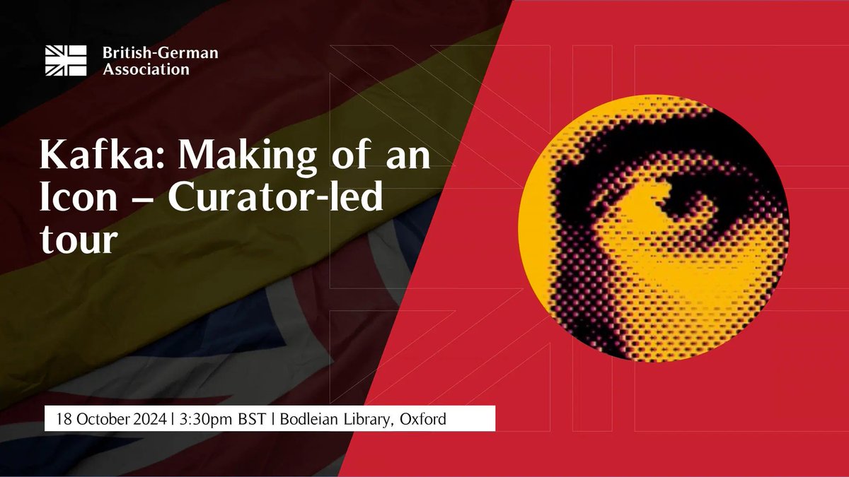 British-German Association (BGA) (@britgerassoc) on Twitter photo 📢 BGA event: 𝗞𝗮𝗳𝗸𝗮 - 𝗠𝗮𝗸𝗶𝗻𝗴 𝗼𝗳 𝗮𝗻 𝗜𝗰𝗼𝗻, exhibition tour led by co-curator Prof <a href="/KatrinMKohl/">Katrin Kohl</a>, <a href="/OxfordGerman/">German at Oxford</a> at <a href="/UniofOxford/">University of Oxford</a>
📅 Fri 18 Oct at 3.30pm
🗺️ Weston Library, <a href="/bodleianlibs/">Bodleian Libraries</a>, Broad St, Oxford
👉 Join the BGA & register here: britishgermanassociation.org/event/kafka-ma… 📢 BGA event: 𝗞𝗮𝗳𝗸𝗮 - 𝗠𝗮𝗸𝗶𝗻𝗴 𝗼𝗳 𝗮𝗻 𝗜𝗰𝗼𝗻, exhibition tour led by co-curator Prof <a href="/KatrinMKohl/">Katrin Kohl</a>, <a href="/OxfordGerman/">German at Oxford</a> at <a href="/UniofOxford/">University of Oxford</a>
📅 Fri 18 Oct at 3.30pm
🗺️ Weston Library, <a href="/bodleianlibs/">Bodleian Libraries</a>, Broad St, Oxford
👉 Join the BGA & register here: britishgermanassociation.org/event/kafka-ma…