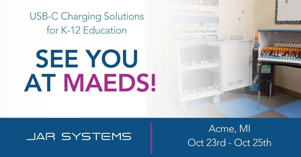 JARCarts's tweet photo. Our team will be at #MAEDS from October 23rd through October 25th! Swing by booth #6 to learn how our innovative USB-C charging solutions can transform your classrooms. We can't wait to see you there! 🔋💻✏️💙

#EdTech #K12 #Education #MAEDS2024 #Technology #EdTechTeam #Classroom https://t.co/ugxGsp9MWZ