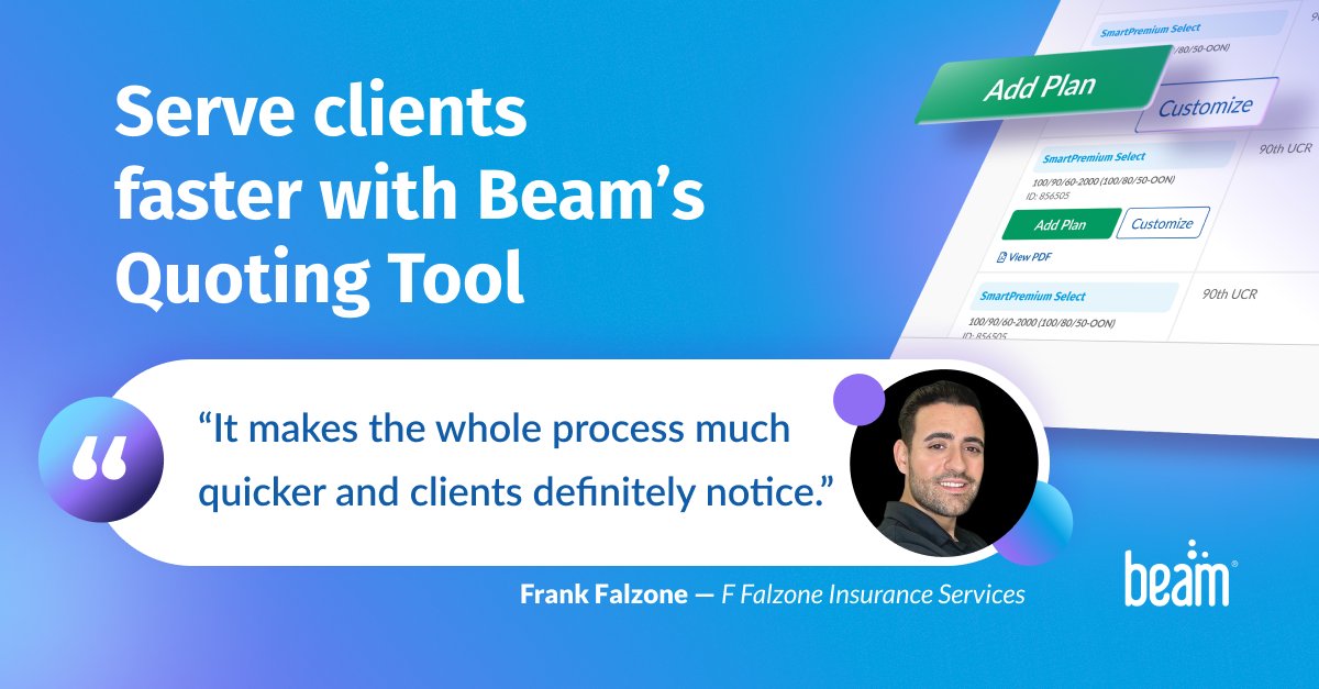 Beam's tools work together so you can quote, sign, and enroll in just minutes. Start your quote today! bit.ly/3Ygv17a

Ready to access Beam's Quoting Tool? Sign up here. bit.ly/47VYjvd
