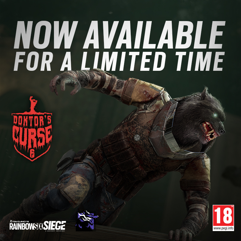 Rainbow6Game's tweet photo. 🐺Sink your teeth into disoriented enemies with the new exclusive Doctor's Curse Bundle for Fenrir!