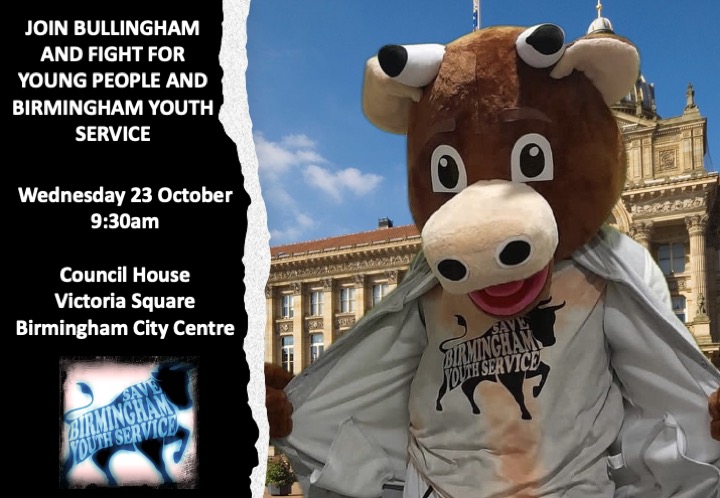 JOIN US IN OUR CAMPAIGN TO SAVE YOUNG PEOPLES SPACES
Make your voices heard during the Children and Young People's Scrutiny Meeting at 09:30am, on 23/10 outside Birmingham Council House