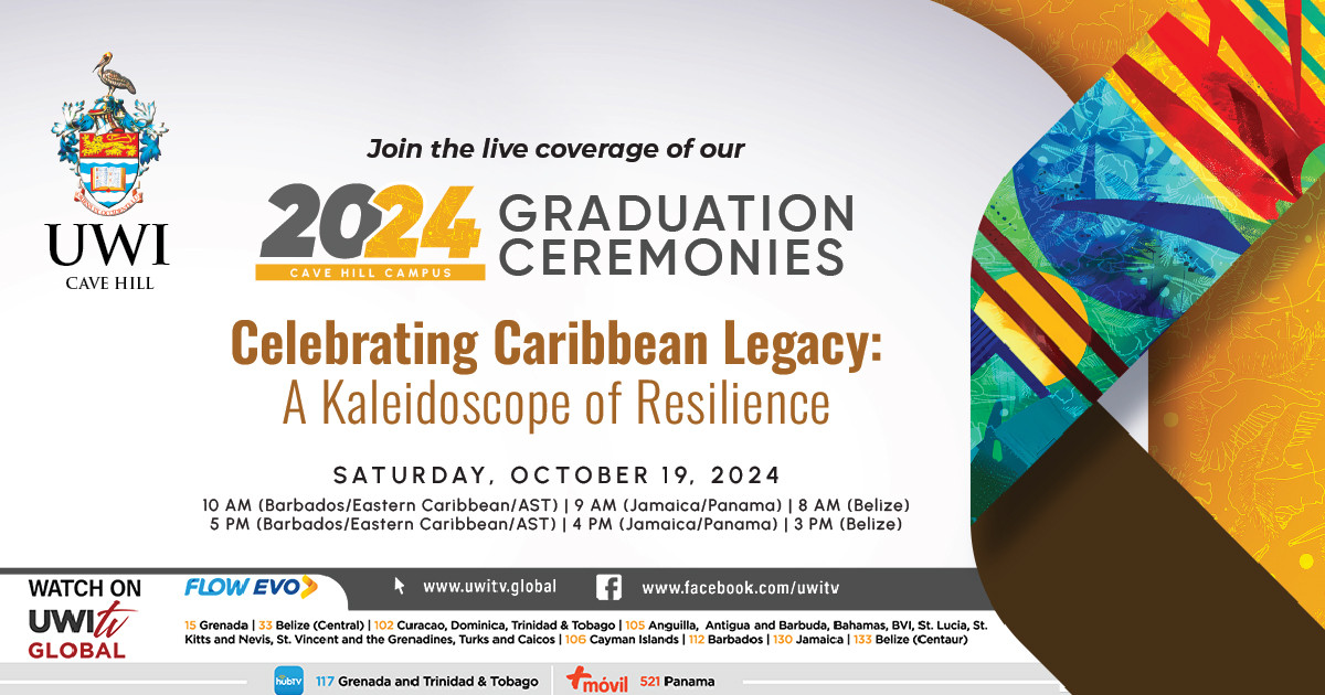 Celebrate with The UWI Cave Hill Campus Graduating Class of 2024 on Saturday, October 19. Watch the ceremonies live on UWItv Global platforms at 10am (AST) and 5pm (AST).

#CelebratingUWIGrad #UWIGrad2024 #CaribbeanExcellence #UWICaveHill #ProudToBeUWI #UWICaveHillGraduation