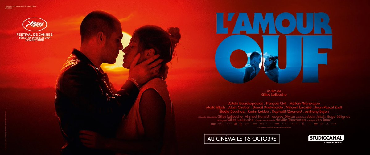QuentWestbrook's tweet photo. WOW « L'Amour ouf » de Gilles Lellouche vraiment génial, j'ai ADORÉ du début à la fin. C'est un gros coup de coeur qui risque de chambouler nos Top Films de l'année !

Dans les années 80, nous suivons l'histoire de Clotaire et Jackie qui adolescent découvrent tous deux ce qu'est l'amour fou. Leur vie est semé d'embuches et mettra leur amour à rude épreuve, et nous suivons leur parcours...

C'est à la fois beau, triste, intense, drôle, violent, inquiétant, poétique et touchant.
Niveau réalisation et mise en scène, c'est vraiment excellent, on retrouve des références, c'est inspiré, minutieux et rempli d'idées originales et créatives.
La direction artistique est superbe, que ce soit l'esthétisme, la colorimétrie, la photographie, le jeu de lumière, c'est très soigné, qualitatif et beau. Les costumes et les décors fonctionnent très bien, on se croit vraiment à cette époque.
Le montage est vraiment bien mené, ça fait très clipesque sur plusieurs séquences. On retient beaucoup de plans marquants et magnifiques.
La narration est vraiment bonne aussi. C'est très bien rythmé et captivant, on s'attache vite aux personnages, à leurs histoires, leurs traumatismes, leurs rêves etc. Ça traite bien de sujets sensible est importants. On suit leur parcours avec attention et inquiétude.
Émotionnellement c'est très efficace, on est totalement absorbé par cette histoire et transporté par cet amour.

Le casting est parfait, beaucoup trop de noms à citer mais ils sont tous justes et livrent de superbes performances.
Les premiers rôles font un travail exceptionnel. Adèle Exarchopoulos et François Civil n'ont plus rien à prouver, ils sont excellent et leur alchimie est très forte. J'ai surtout été subjugué par Malik Frikah et Mallory Wanecque qui sont sensationnels et magnétiques.

Niveau musique c'est parfait, que ce soit dans le choix des morceaux utilisés ou de la BO, c'est une totale réussite, ça met parfaitement dans l'ambiance et rythme beaucoup le métrage.

Bref, j'ai pris une claque, ce film ce peut clairement concourir face à d'autres au titre de Meilleur Film Français de l'année !
#lamourouf
