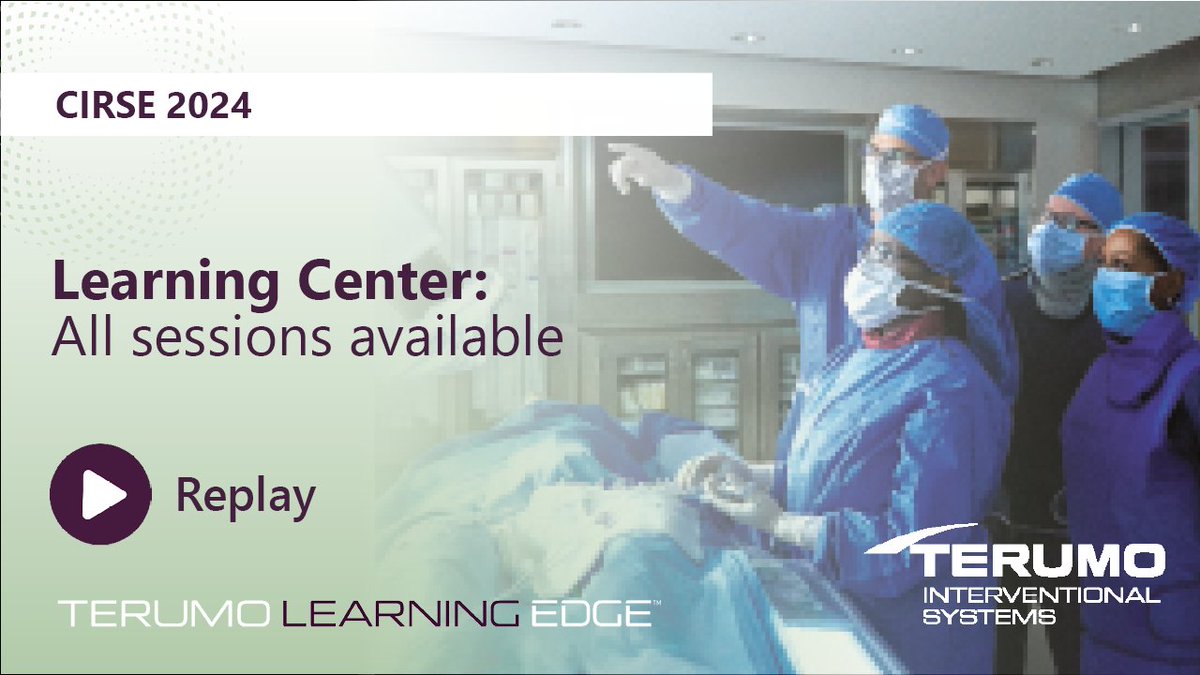 terumoisuk's tweet photo. ▶️Take the opportunity to replay our training sessions from #CIRSE2024 to enhance your learning experiences and learn about our latest techniques and technologies. 🔗All our sessions are available on Terumo Learning Edge website: https://t.co/kv7925B9EV

@cirsesociety https://t.co/aaeBSiACQJ