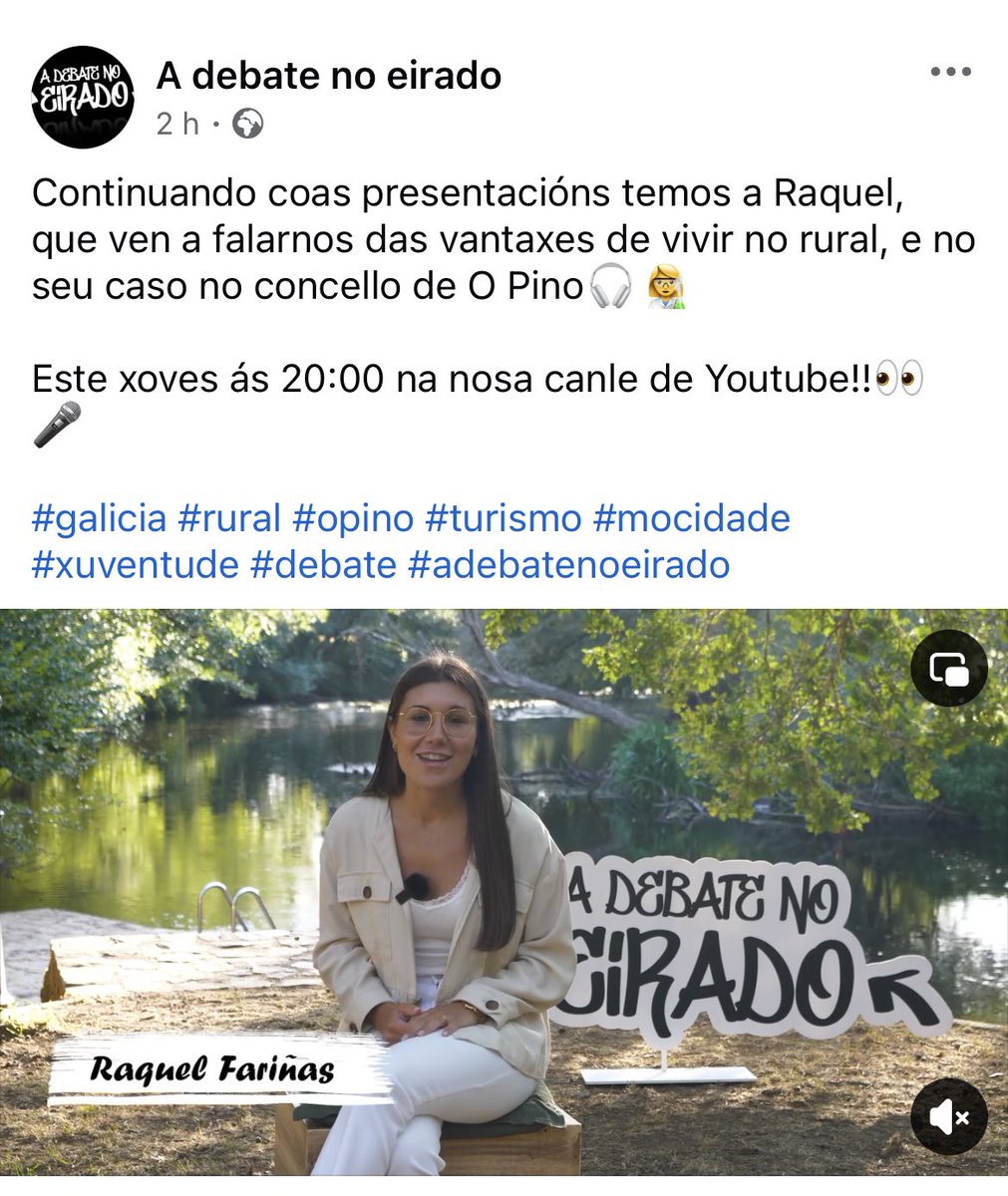 Moi enriquecedora a conversa en A debate no eirado, dando visibilidade as opinións da xente moza e poñendo en valor o potencial do rural galego. 💡🗣️

Eu aposto pola industria sostible e polo futuro d@s moz@s do rural! 👩🏼‍🔬🌱🌍

Grazas ó equipo por convidarme! #adebatenoeirado