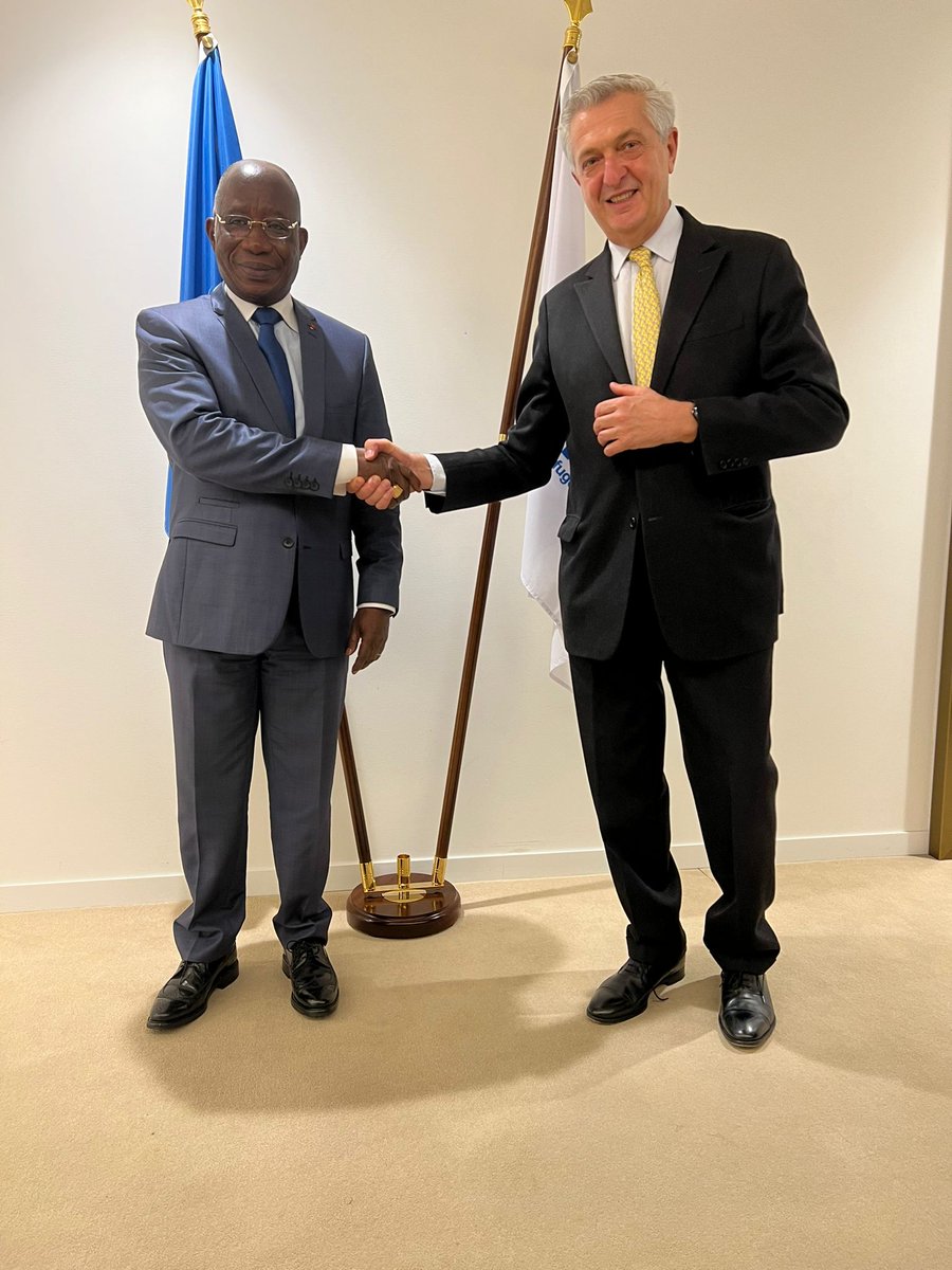daaraciv's tweet photo. S.E.M. Emmanuel Fiegolo, Directeur de la DAARA, prend part aux côtés de S.E.M Léon Kacou ADOM,  Ministre des Affaires Etrangères, de l’Intégration Africaine et des Ivoiriens de l’Extérieur, à la 75ème Session de du Comité Exécutif du Programme du Haut-Commissaire  des Nations Unies  pour les Réfugiés (ExCom 2024), du 14 au 18 octobre 2024, à Genève (Suisse). Au cours de cette session, le Ministre a rappelé les efforts  consentis par le Gouvernement ivoirien en matière d'asile et de lutte contre l'apatridie. Il a saisi cette tribune pour mettre en exergue les actions de la Côte d'Ivoire, sous l'impulsion de S.EM. Alassane OUATTARA, Président de la République, en faveur des réfugiés et demandeurs  d'asile  notamment ceux en provenance des pays du Sahel ayant trouvé refuge au Nord du Pays.