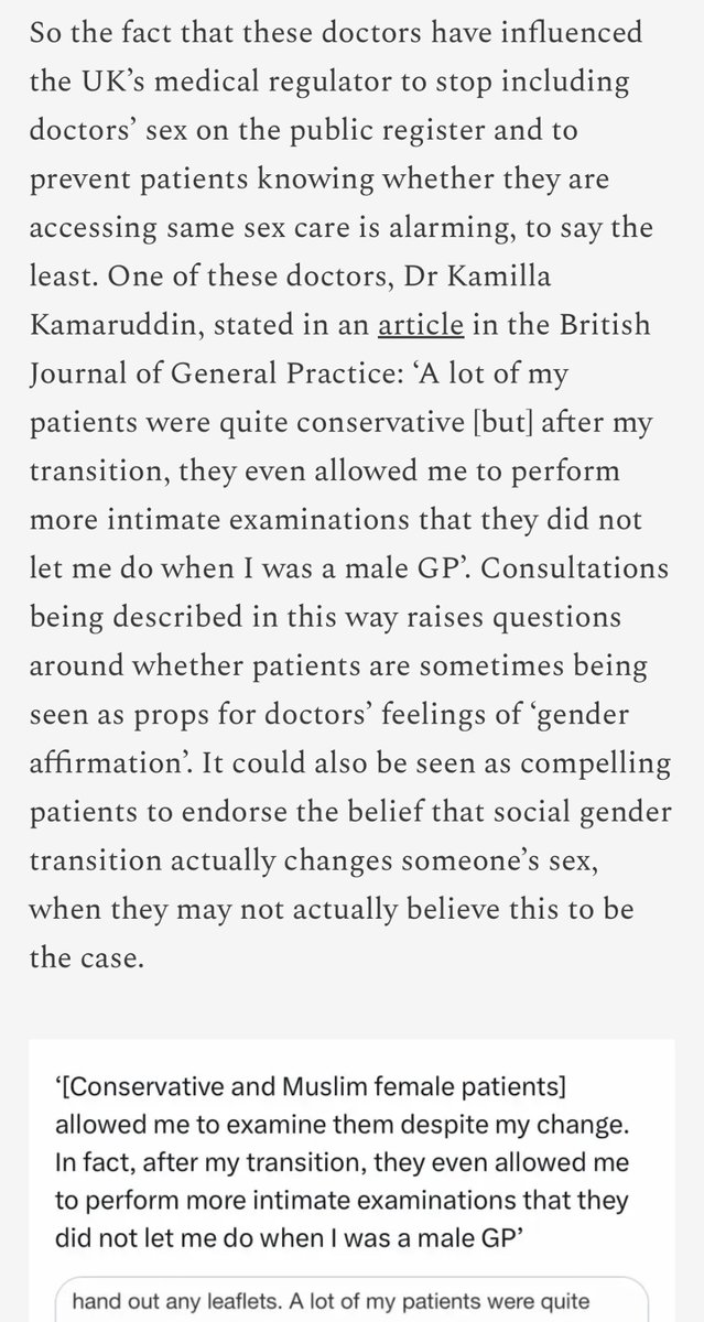 My article describing our FOI findings from the General Medical Council that Dr Kamilla Kamaruddin’s group BAGIS influenced GMC to falsify doctors’ sex on the public register &amp; is a WPATH member

In charge of the Nottingham ‘affirming’ WPATH guidance job!

rebeccastwitter.substack.com/p/gmc-reveals-…