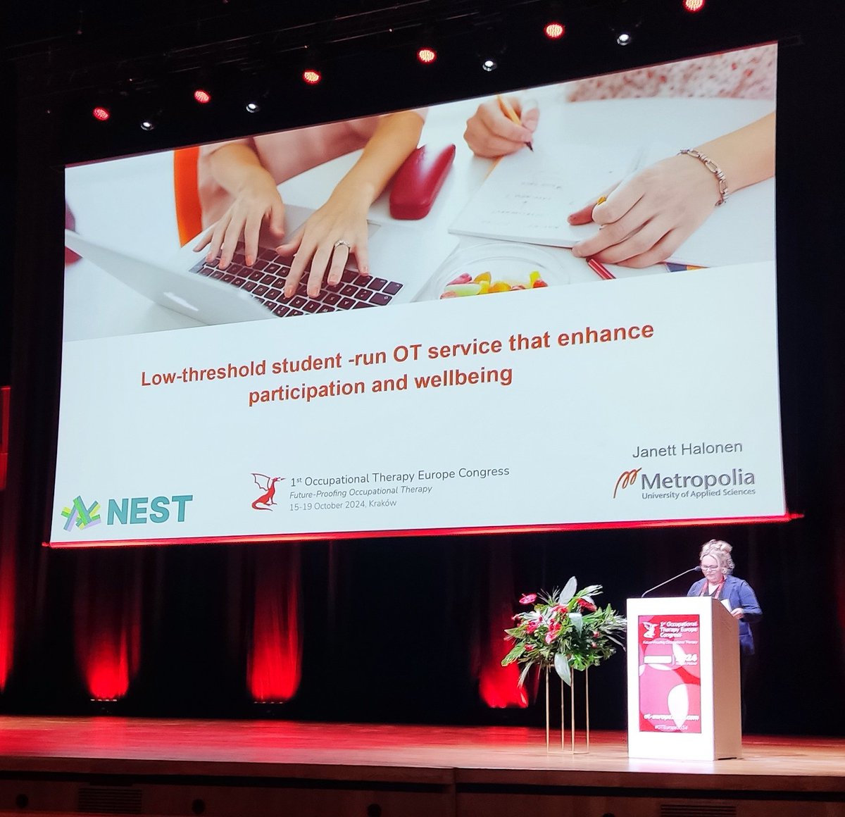 OT_LisaB's tweet photo. Student run occupational therapy clinics in Finland being presented now, interesting to think how this relates to our #roleemerging placements in @uosocctherapy #OTEurope2024 https://t.co/bqsqExVjVg