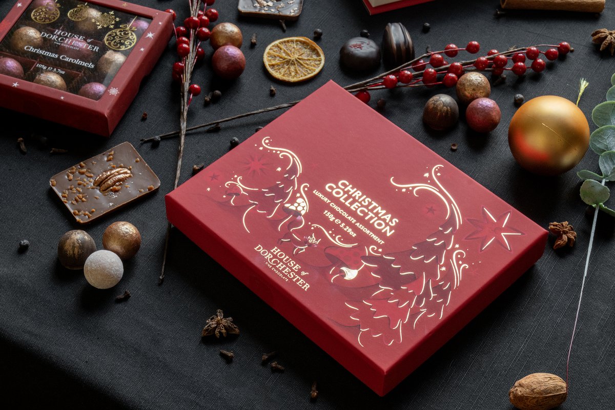 Coconut Snowballs. Orange and Cinnamon Creams. Nutcracker Praline Crowns. Just some of the deliciously festive flavours in our new Christmas Collection Luxury Chocolate Assortment. A truly magical Christmas collection awaits!

Available online at houseofdorchester.com.