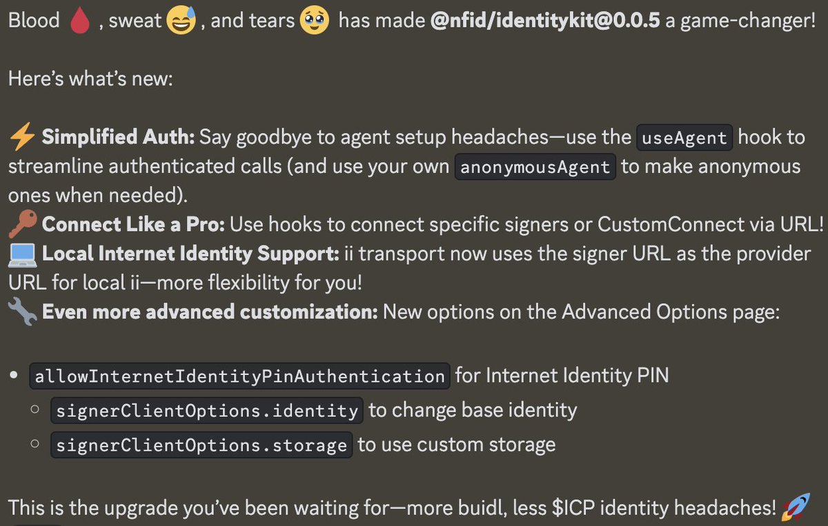 🚨 MASSIVE UPDATE WITH v0.0.5 🚨

⚡ Simplified auth for connecting wallets without effort
🔑 Connect like a pro to customize your own UI
💻 Local Internet Identity support
🔧 Even more advanced customization

We're thinking v1.0.0 in the next 2 weeks 🖖