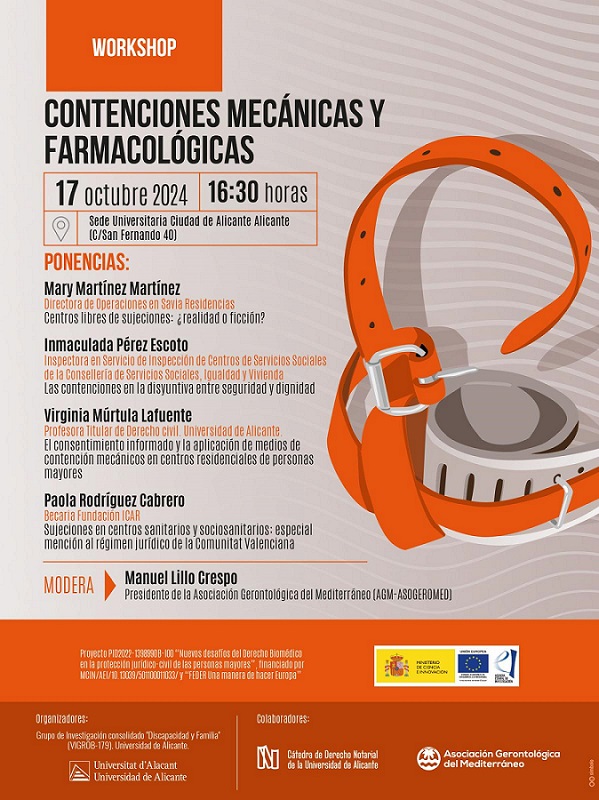 ⚡ Workshop: Contenciones mecánicas y farmacológicas
📅  17/10/2024 - 16:30 h
📍 Sede Universitaria Ciudad de Alicante, Edificio c/ San Fernando nº40
Más información 👉 web.ua.es/es/actualidad-…