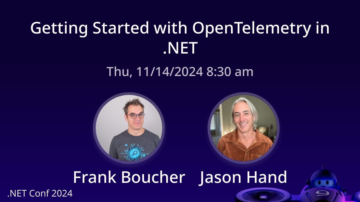 Excited to share that I will participate to .NET Conf 2024 dotnetconf.net November 12 ‐ 14 with my friend <a href="/jasonhand/">J:Hand</a>

#dotnet #opentelemetry #azure #datadog