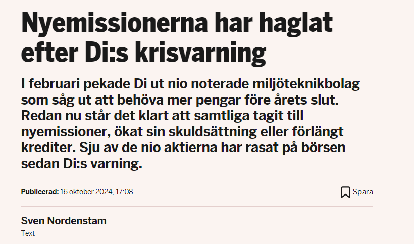 Så enkelt kan DU förutspå kapitalbehov i noterade bolag. Dags för en liten kurs? 
di.se/nyheter/nyemis…