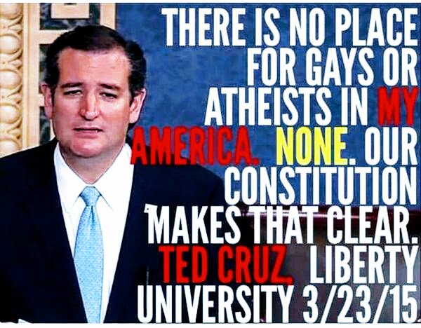 JustHisWords's tweet photo. @LqLana He's not just bad for Texas, Ted Cruz is also a #collaborator with the insurrection, an opponent of &amp; liar about GLBTQIA equality &amp; rights, a liar about atheists, &amp; he abuses the tax-exempt status of "religious organizations" by politicizing his "religion". #STOPLIARS #1SecularUS https://t.co/uE1uWlEguD