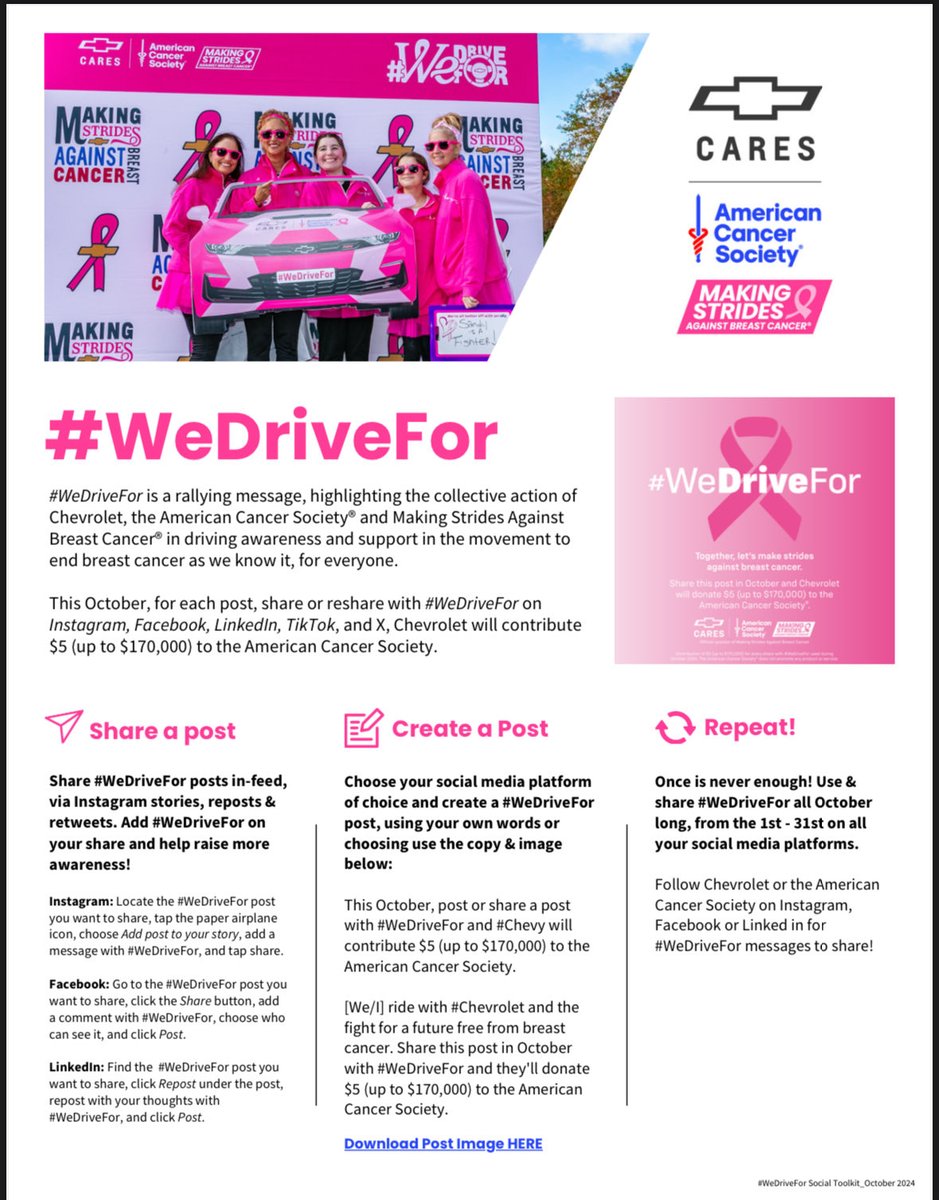 I need your help. Please retweet this tweet and Chevy will give $5 to ACS for every retweet.   10k retweets = $50K.  That can save a life.  Pay a chemo treatment.  Please help me. Only cost you Two seconds and will make a difference. #WeDriveFor     time to whip cancer’s ass!