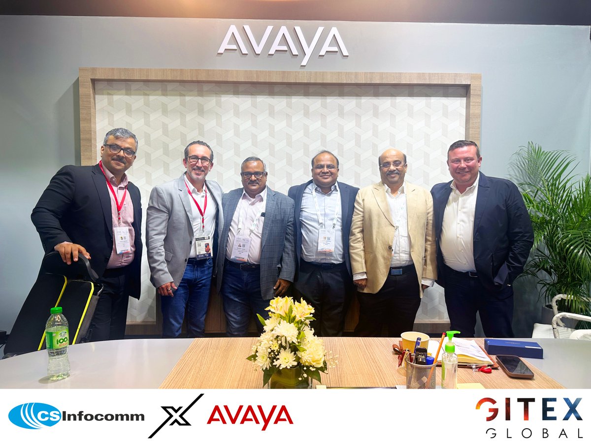 CSInfocomm's tweet photo. Our MD @aniljoglekar &amp; Sr. VP @ydv_rajesh had a great opportunity to connect with @_Patrick_Dennis, @thetonylama, @vishalaggy &amp; @We_K at #GitexGlobal!
They discussed future #CX innovations and strengthened our collaboration. Excited for what’s ahead! #Avaya #Gitex2024 #CSInfocomm https://t.co/ZsXhZ8VoZ0