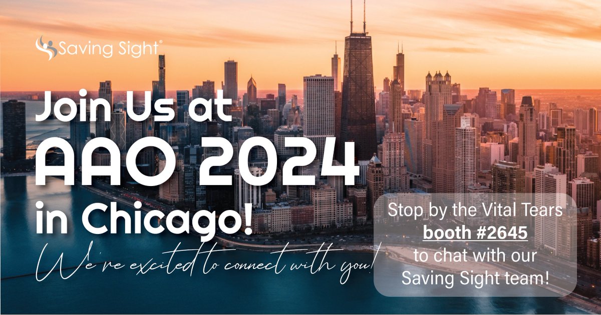 Join us in #Chicago at the <a href="/aao_ophth/">AAO</a> American Academy of Ophthalmology Annual Meeting! Stop by Vital Tears booth #2645 to chat with our Saving Sight team about our simple and convenient solutions for your needs!

#AAO2024