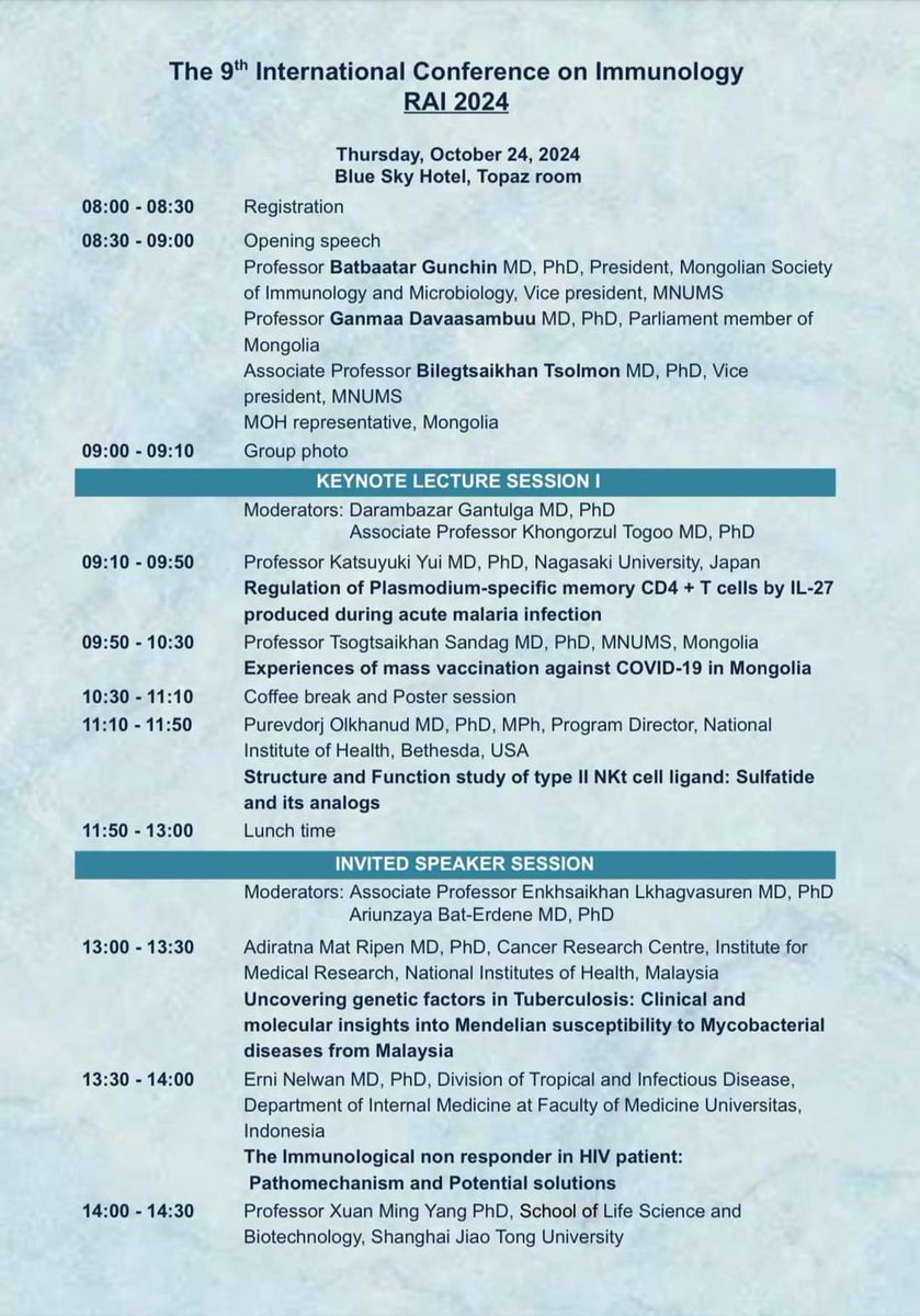 Tsogtsan's tweet photo. RAI 2024 tentative program. October 24, 2024. Find more information: https://t.co/A5iJORuUnD https://t.co/94KrIPT4Oq