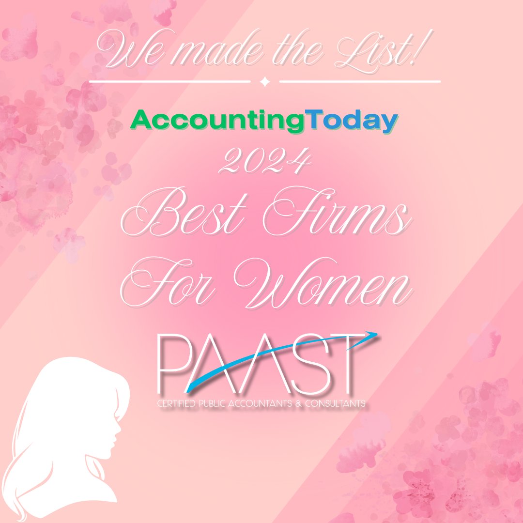 PAAST_CPAs's tweet photo. We are proud to announce that PAAST has been named 2024 Best Firms for Women by AccountingToday! At PAAST, we believe in empowering women to lead, innovate, and succeed. This achievement reflects our commitment to creating opportunities for women in accounting to thrive! https://t.co/yjbSIPVUYE
