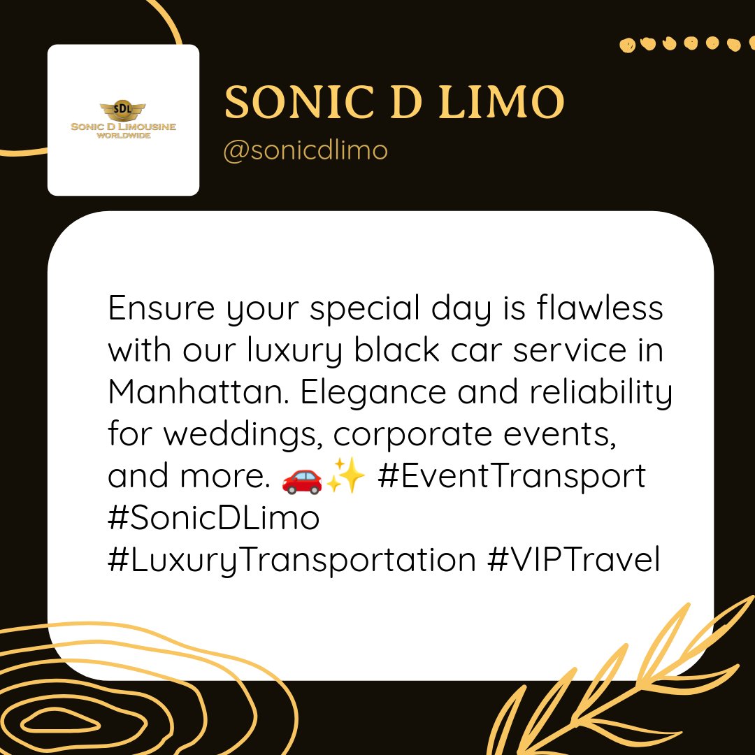 Sonicdlimo's tweet image. Did You Know? 

Our luxury black car service in Manhattan ensures seamless event transportation for weddings, corporate events, and red-carpet affairs. 

Experience elegance and reliability. 

🚗✨ #EventTransport